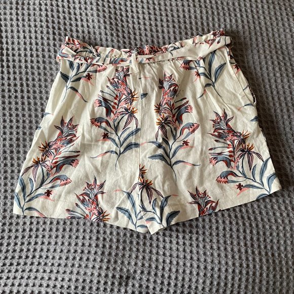 DESMOND & DEMPSEY x H&M Linen Blend Paper Bag Shorts AU 16 (EU 44) BNWT - Picture 3 of 8